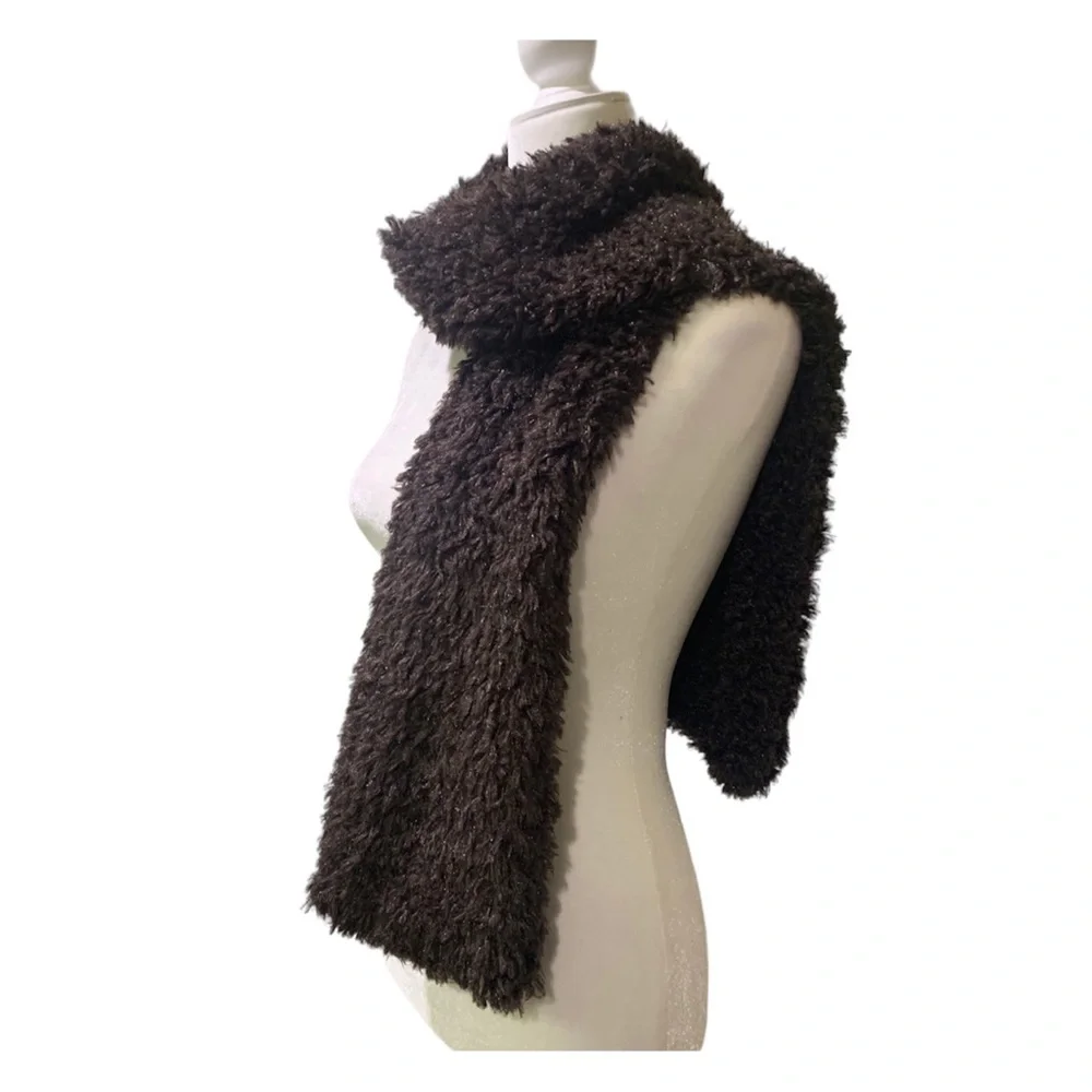 Scarf Super Soft Brown Scarf Faux Fur Dark Earth of Siena Brown Faux Fur